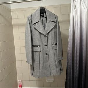Gray guess charcoal pleaded wool coat